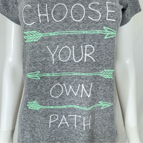 Empyre Womens Fitted Heather Gray V-Neck “Choose Your Own Path” Short Sleeve Tee - Picture 3 of 7